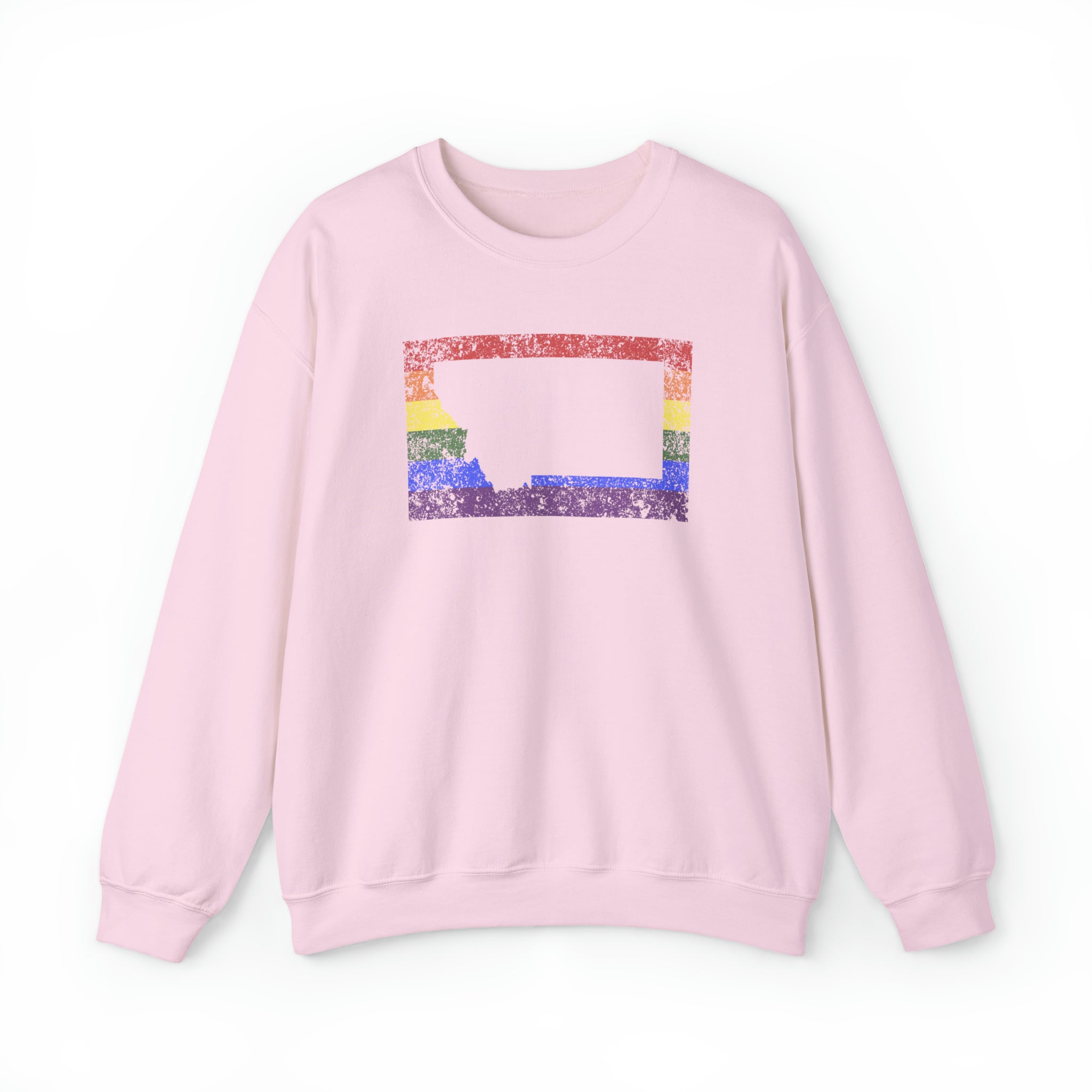 Montana Pride Flag Sweater: Rainbow LGBTQ+ State Silhouette Distressed Sweatshirt