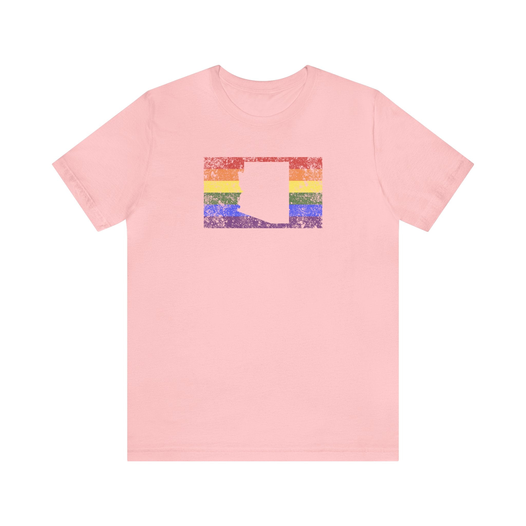 Arizona Pride Flag Tee: Rainbow LGBTQ+ State Silhouette Distressed Shirt