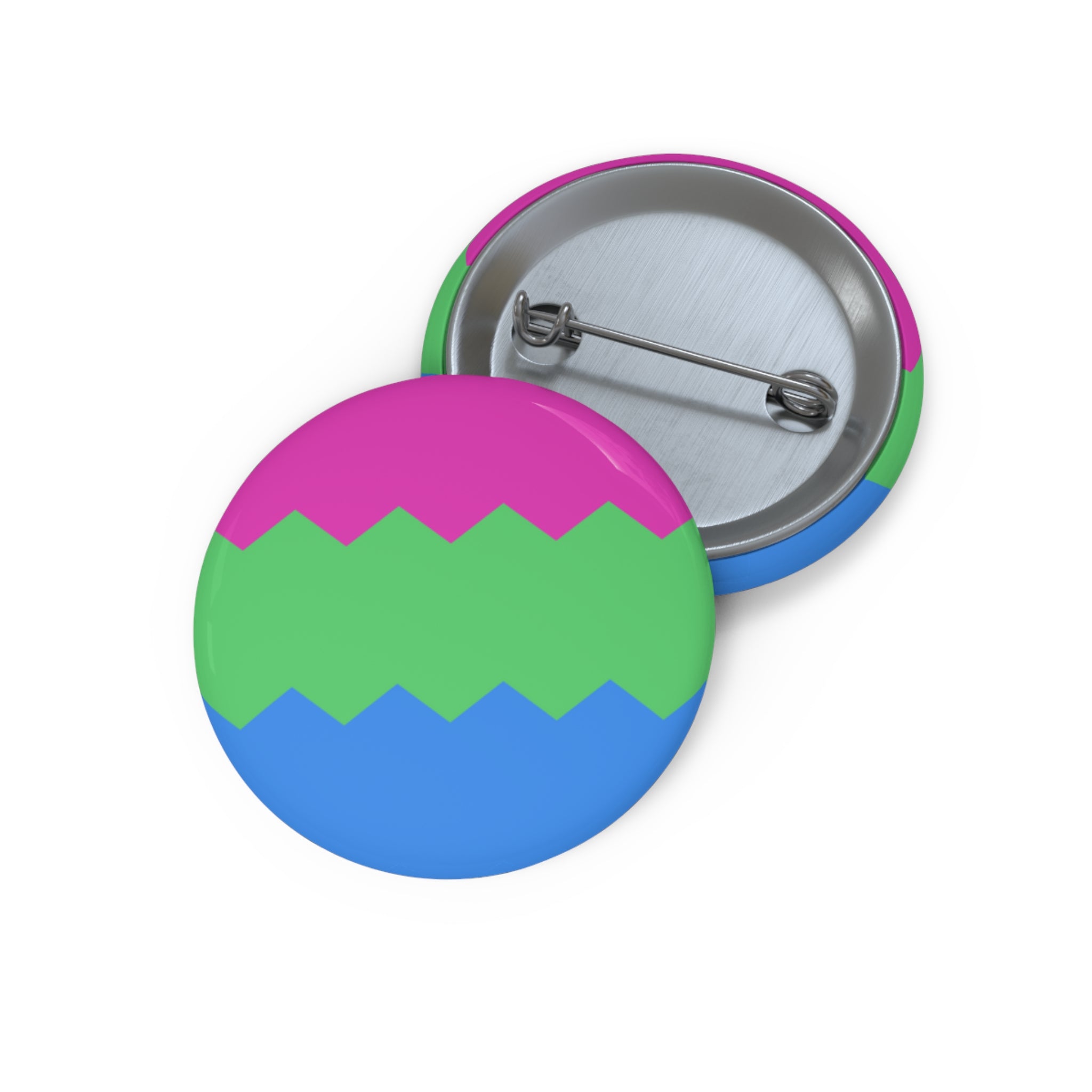 Polysexual Pride Flag Pin: Round Button with Sharp Design