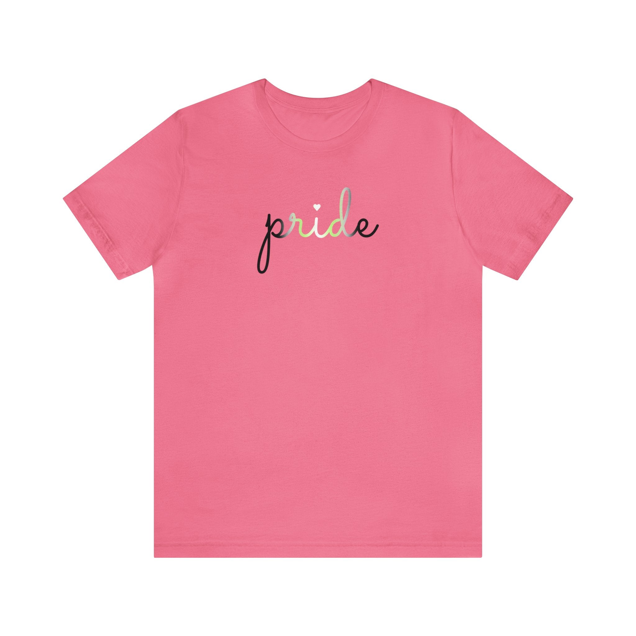 Agender Pride T-Shirt: Flowing Cursive 'Pride' in Gradient Hues