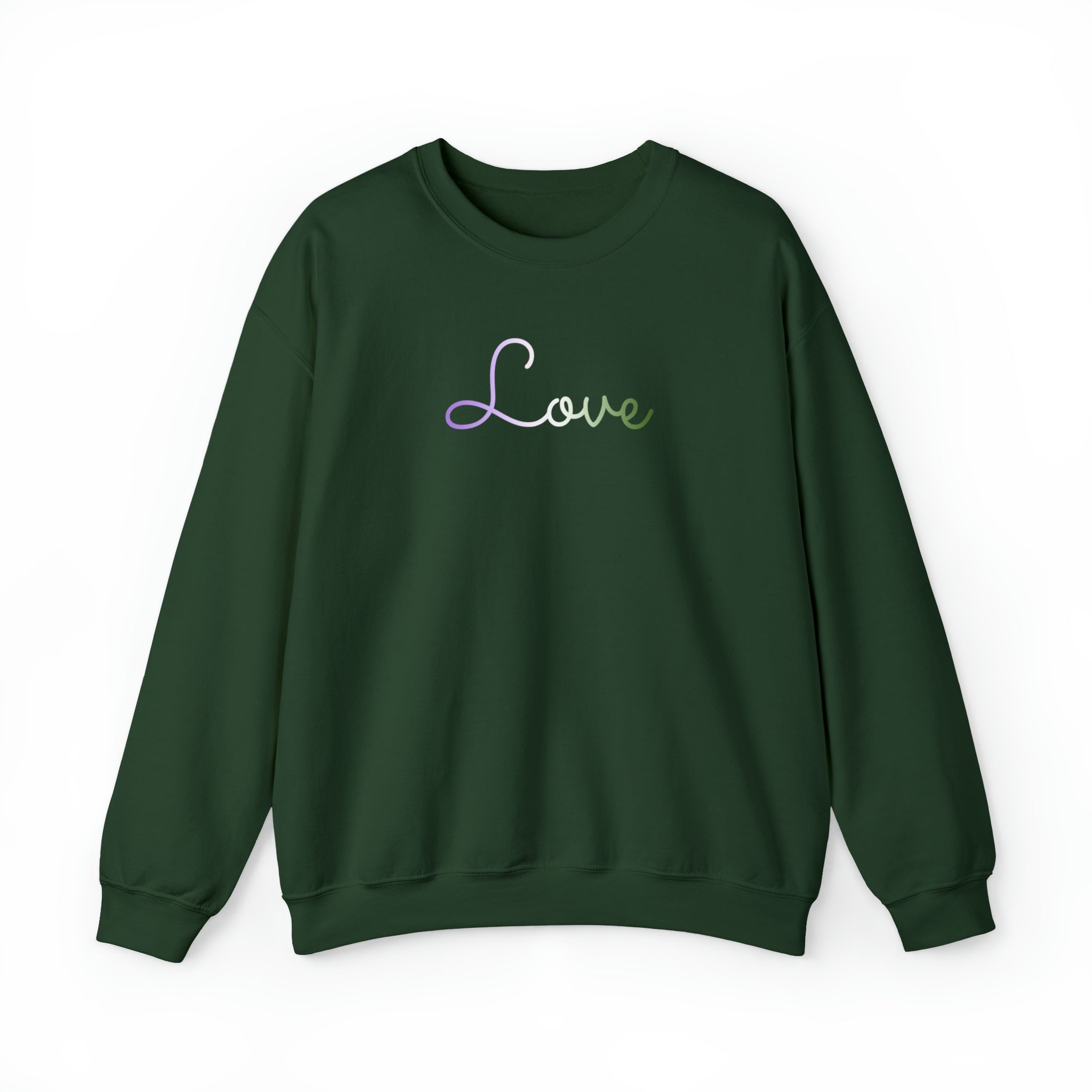 Genderqueer Love Script Sweatshirt: Subtly Elegant Pride Sweater