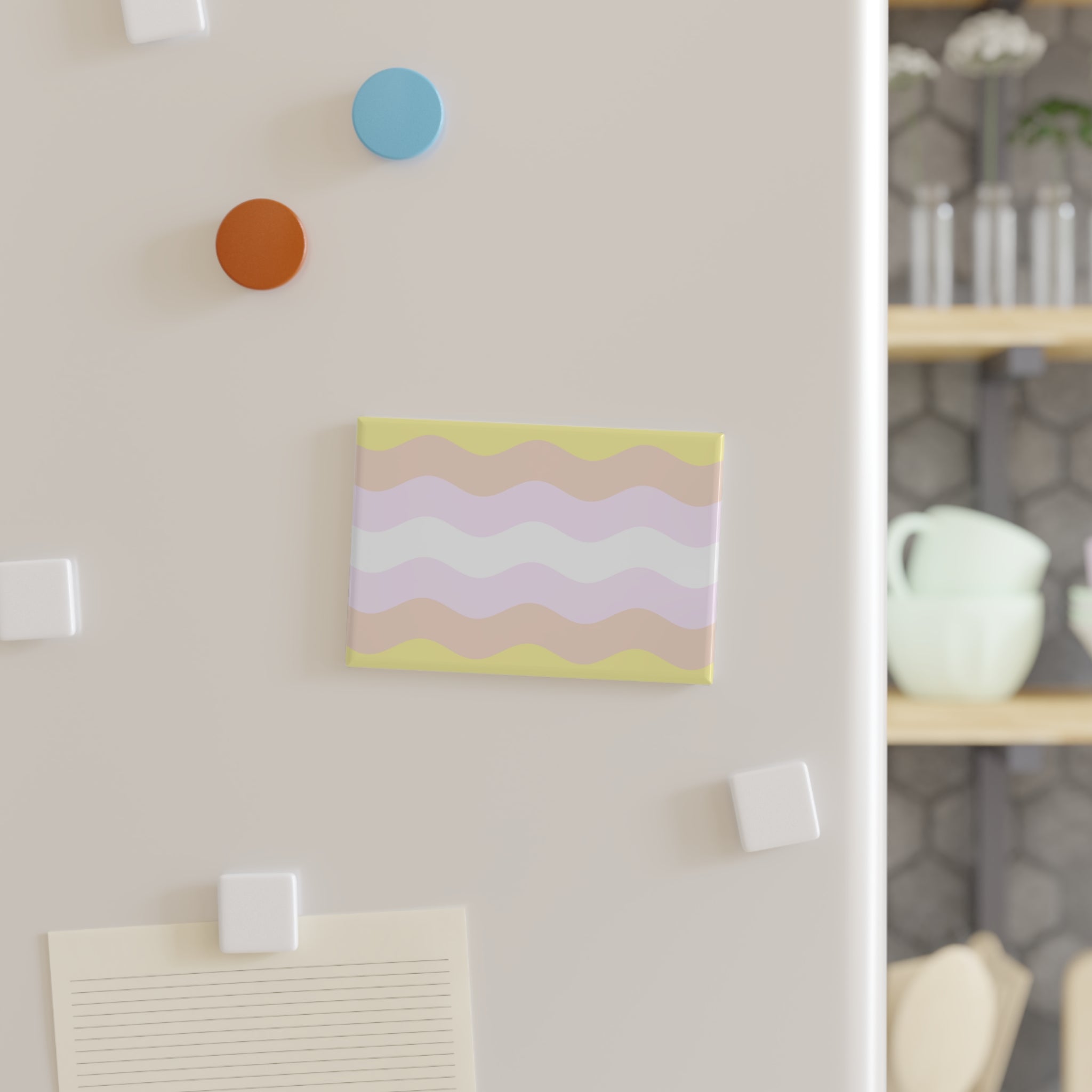 Pangender Pride Flag Magnet: Ripple Rectangle Button for Fridge