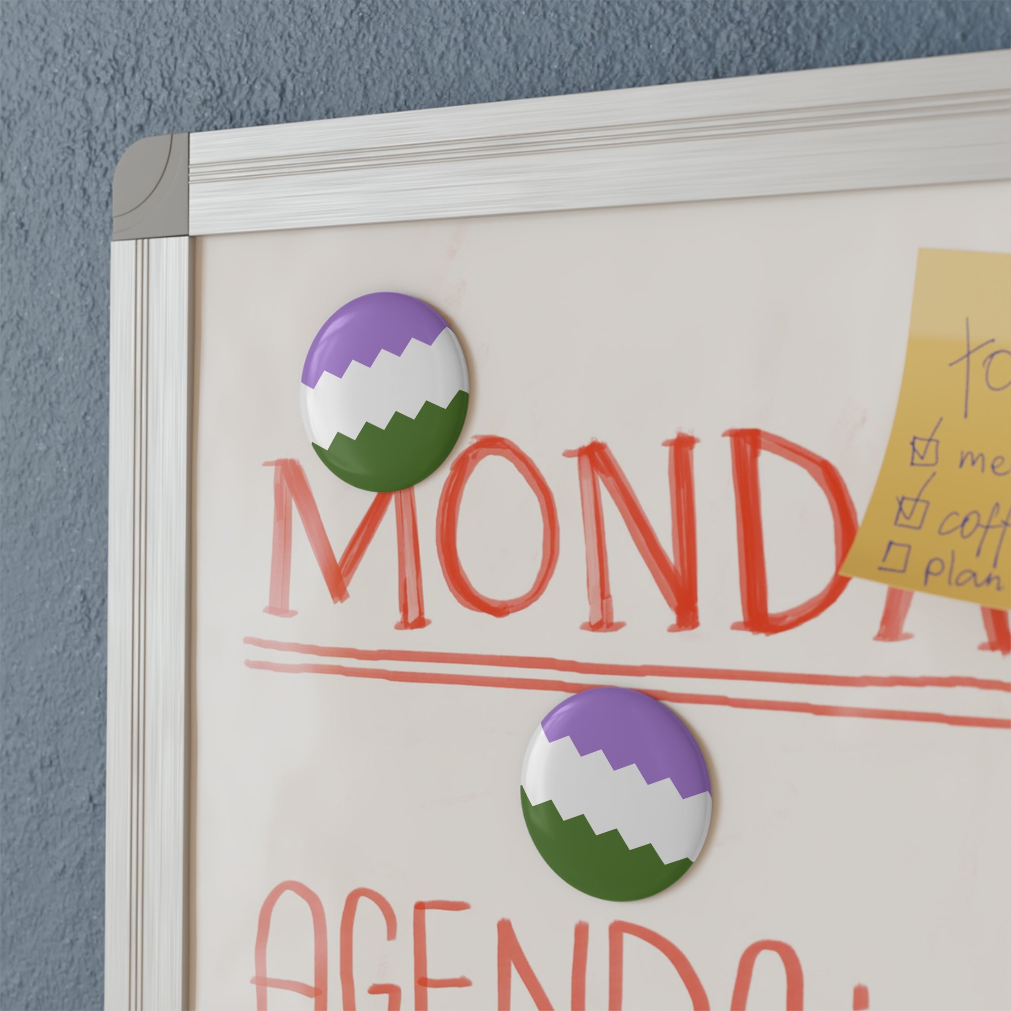Genderqueer Pride Flag Magnet: Wavey Round Button for Fridge