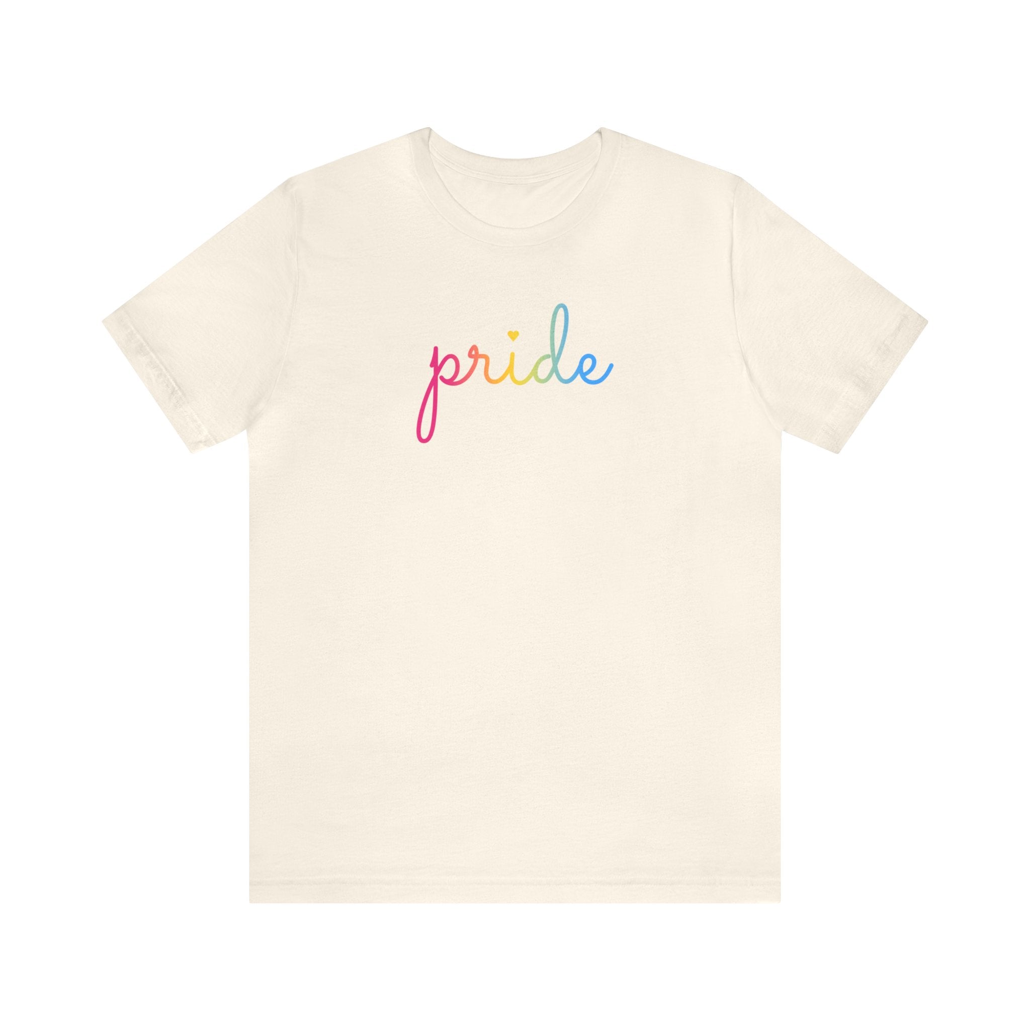 Pansexual Pride T-Shirt: Flowing Cursive 'Pride' in Gradient Hues