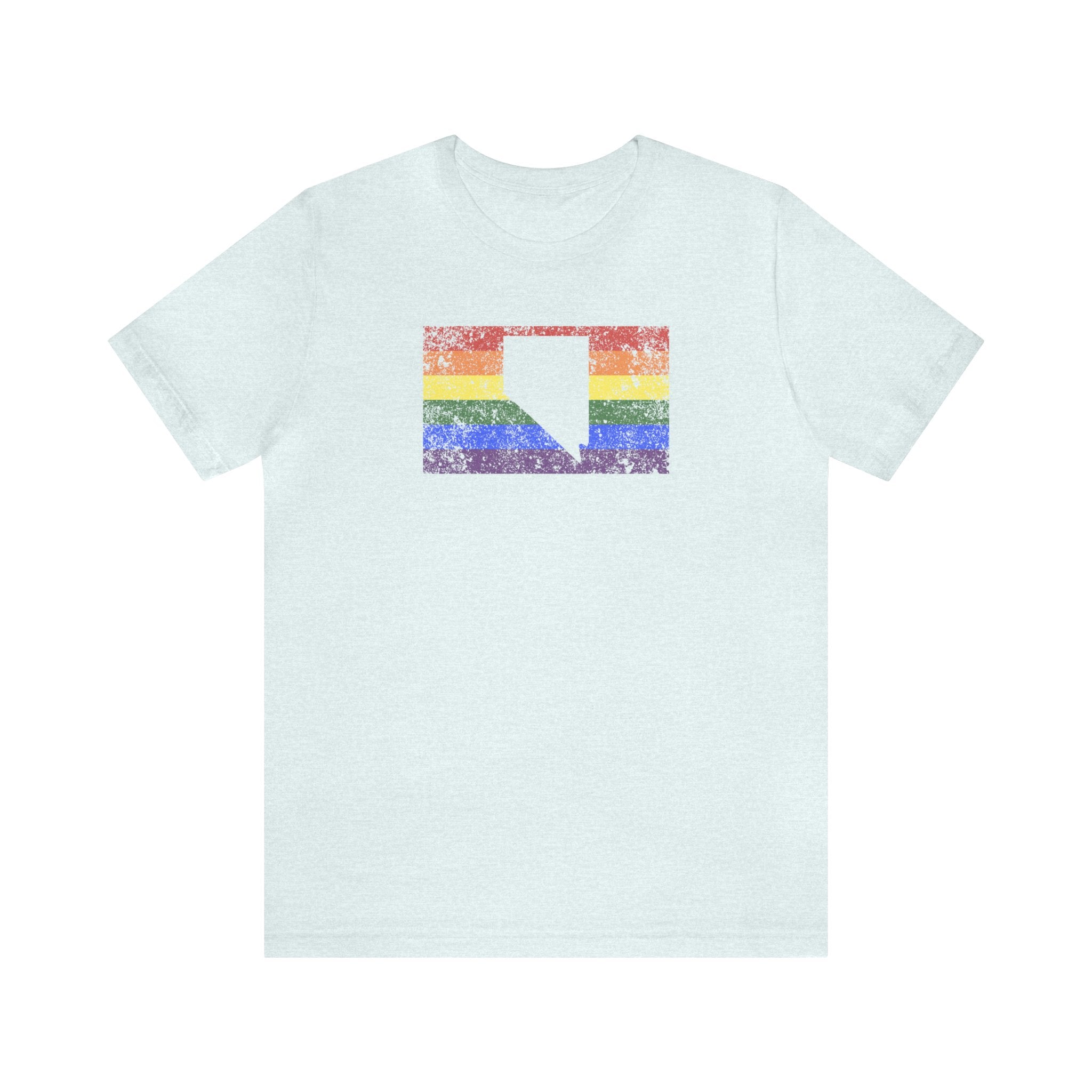 Nevada Pride Flag Tee: Rainbow LGBTQ+ State Silhouette Distressed Shirt