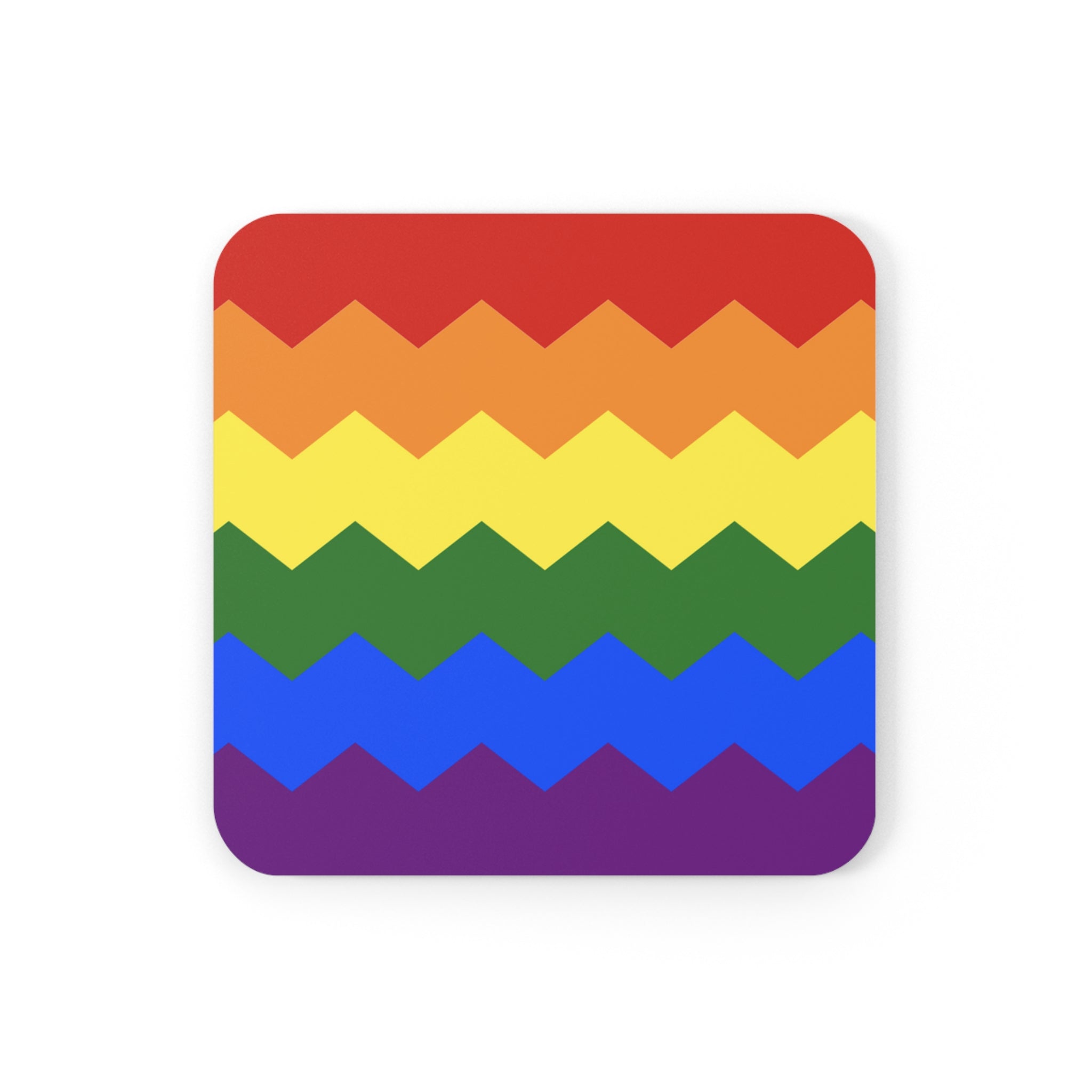 Pride Flag Coaster Set: 4 Corkwood Wavey Drink Coasters