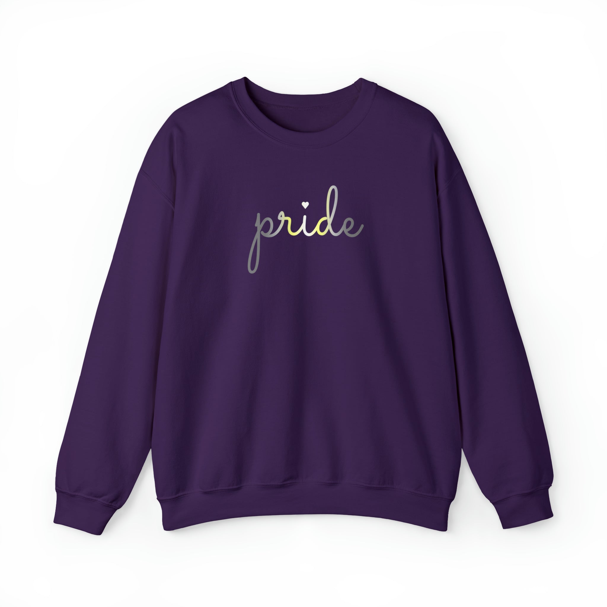 Demigender Pride Sweater: Flowing Cursive 'Pride' in Gradient Hues