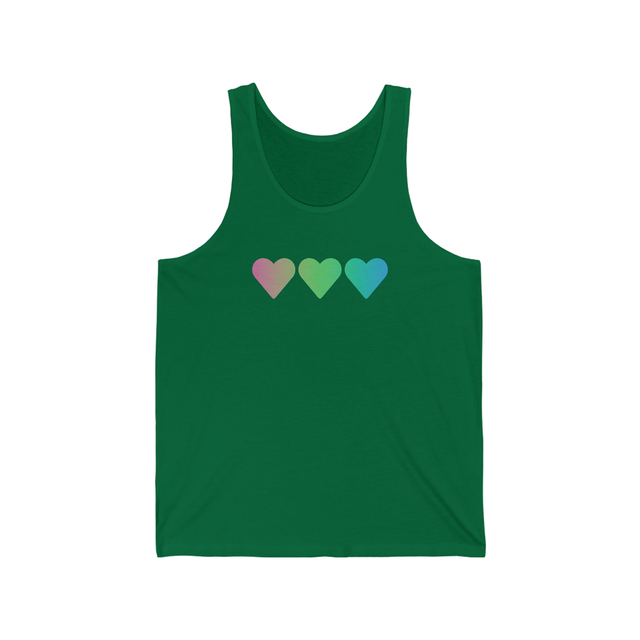 Polysexual Flag Hearts Tank-Top: Pride LGBTQ+ Gradient Design