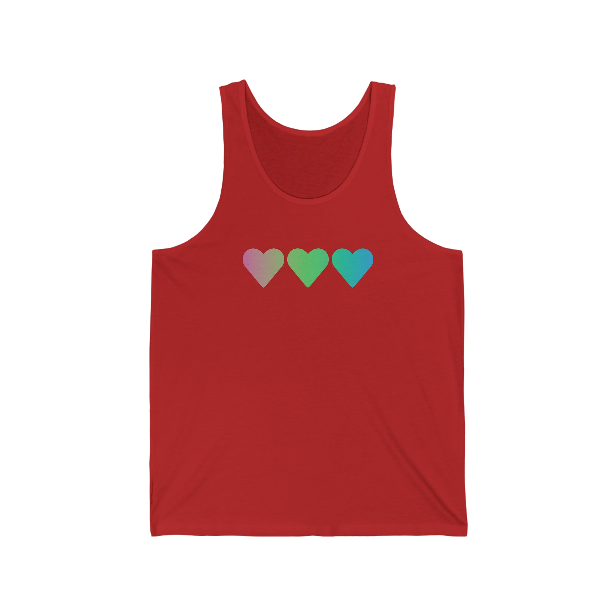 Polysexual Flag Hearts Tank-Top: Pride LGBTQ+ Gradient Design