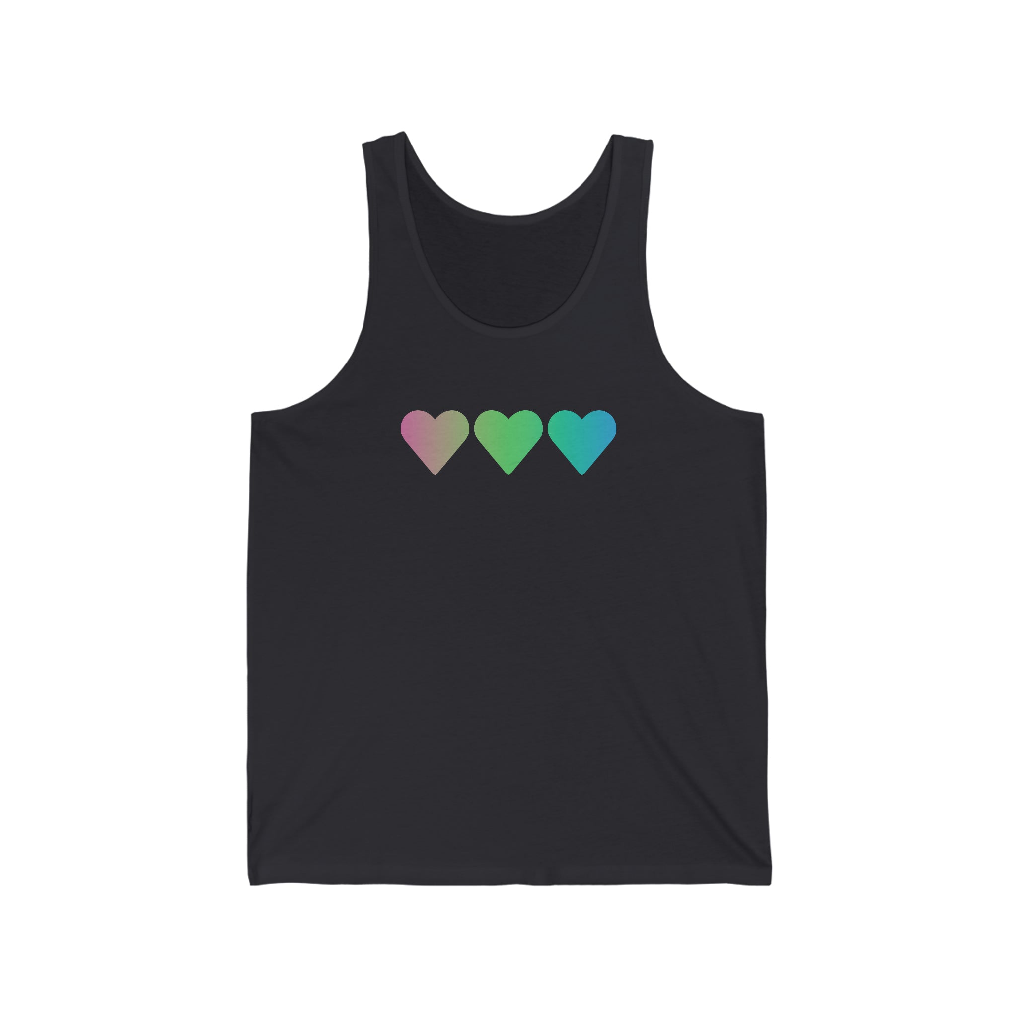 Polysexual Flag Hearts Tank-Top: Pride LGBTQ+ Gradient Design
