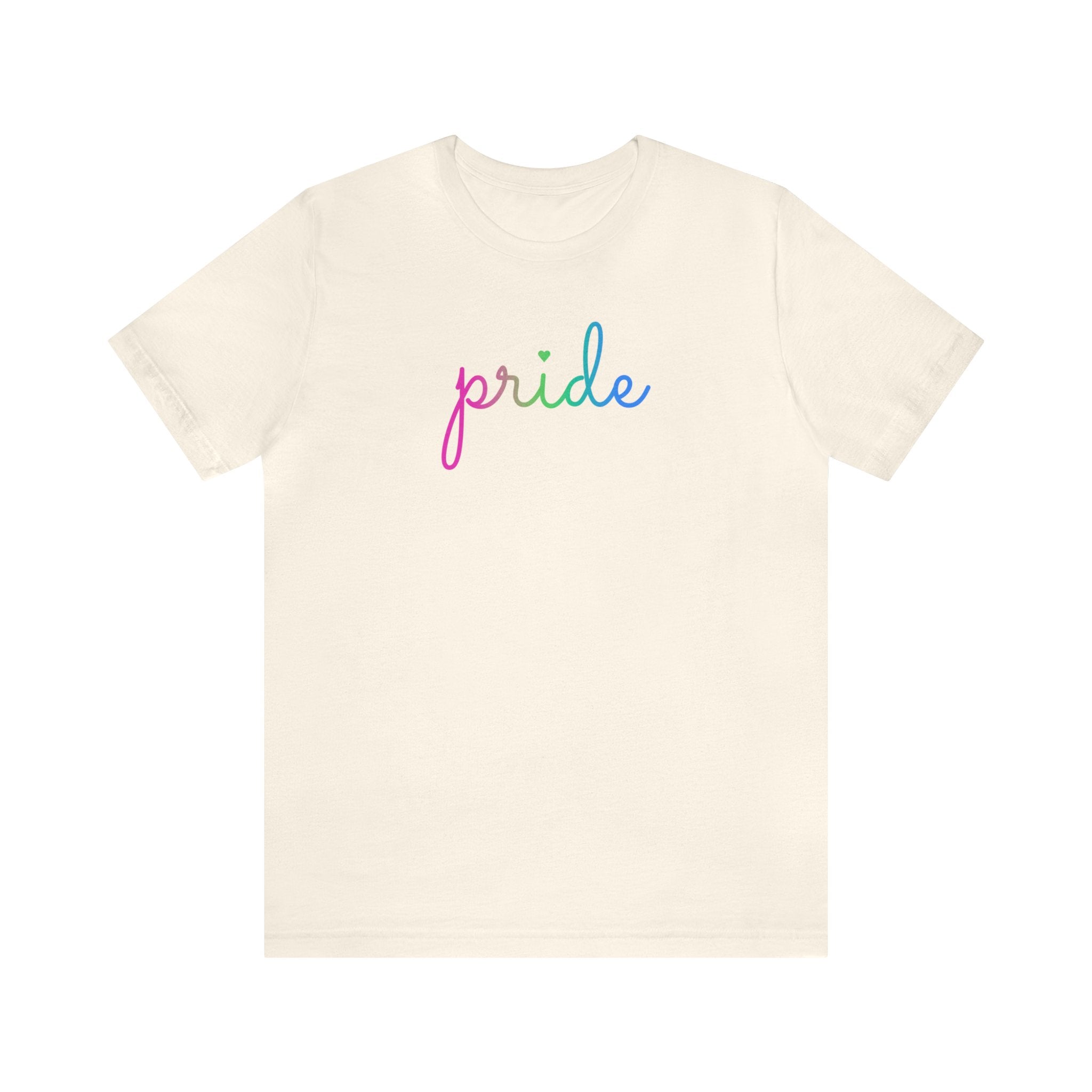 Polysexual Pride T-Shirt: Flowing Cursive 'Pride' in Gradient Hues