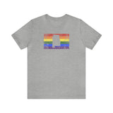 Alabama Pride Flag Tee: Rainbow LGBTQ+ State Silhouette Distressed Shirt