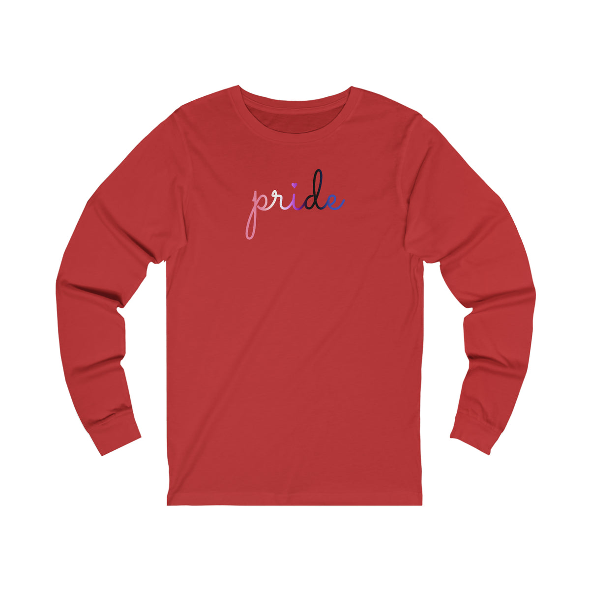 Genderfluid Pride Long Sleeve T-Shirt: Flowing Cursive 'Pride' in Gradient Hues