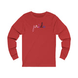 Genderfluid Pride Long Sleeve T-Shirt: Flowing Cursive 'Pride' in Gradient Hues