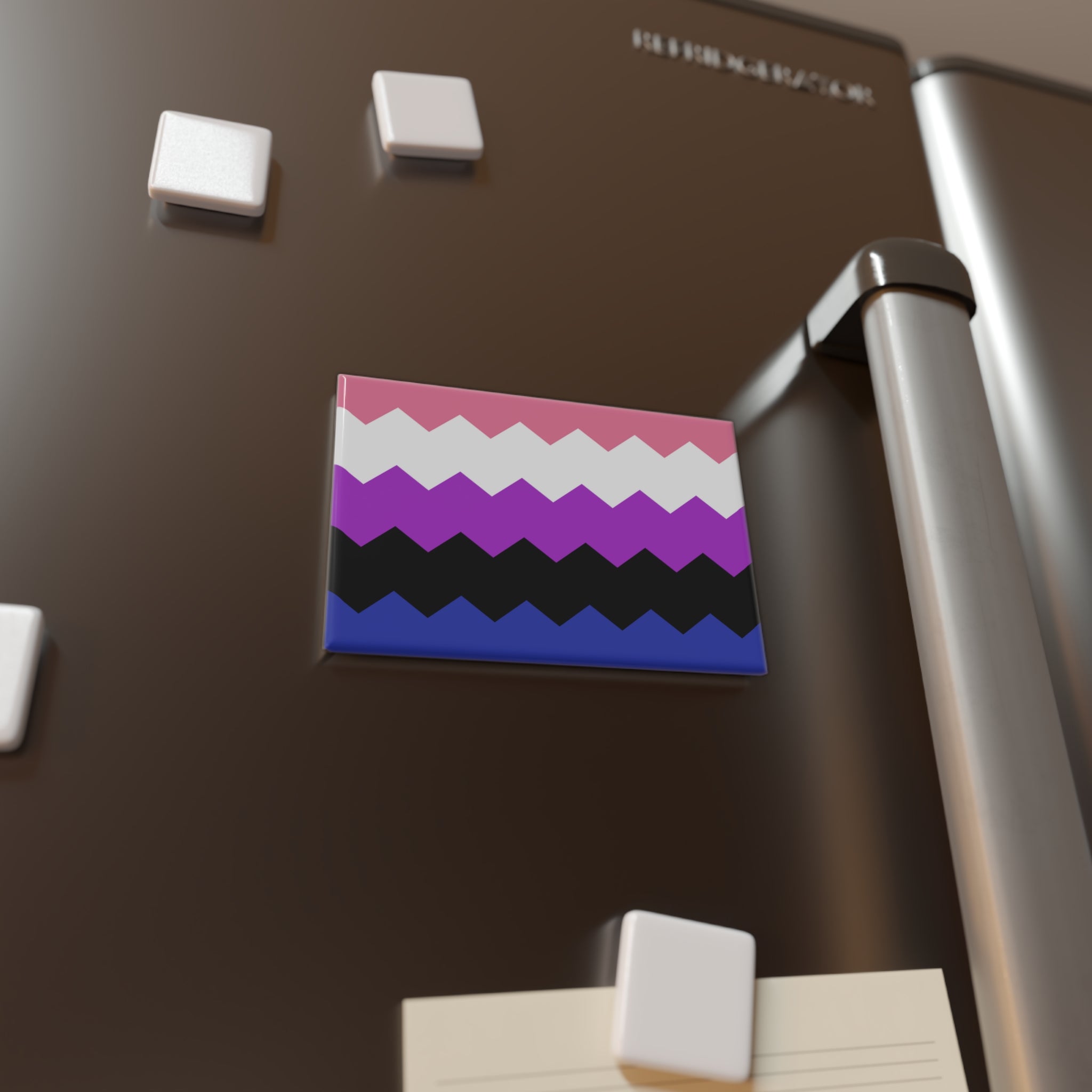 Genderfluid Pride Flag Magnet: Wavey Rectangle Button for Fridge