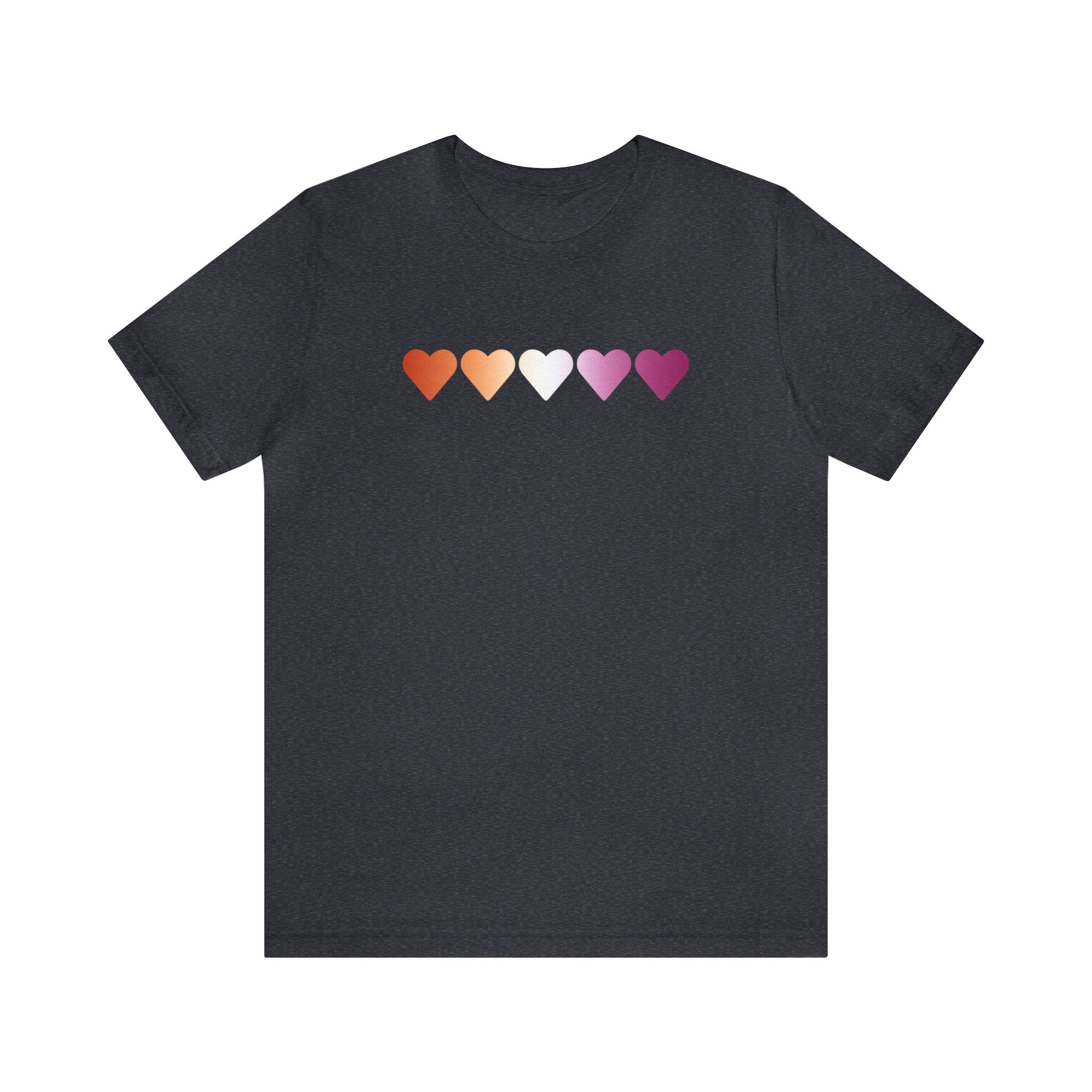 Lesbian Flag Hearts T-Shirt: Pride LGBTQ+ Gradient Design