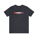 Lesbian Flag Hearts T-Shirt: Pride LGBTQ+ Gradient Design
