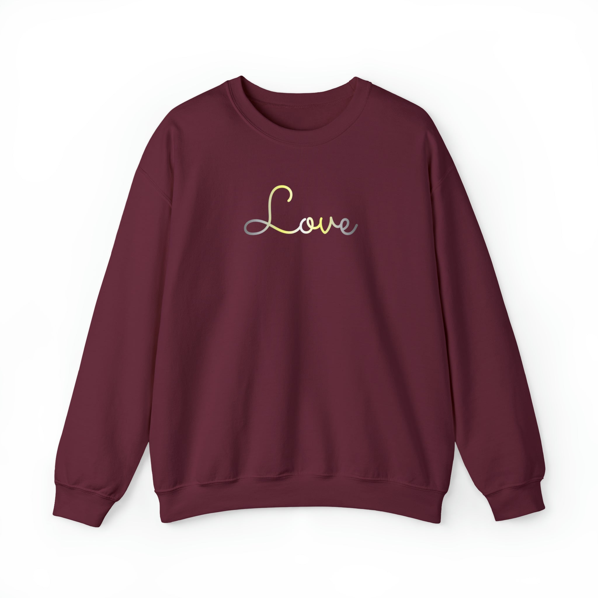 Demigender Love Script Sweatshirt: Subtly Elegant Pride Sweater