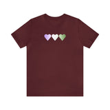 Genderqueer Flag Hearts T-Shirt: Pride LGBTQ+ Gradient Design