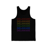 Delaware LGBTQ+ Pride Flag, Faded Black Tank-Top