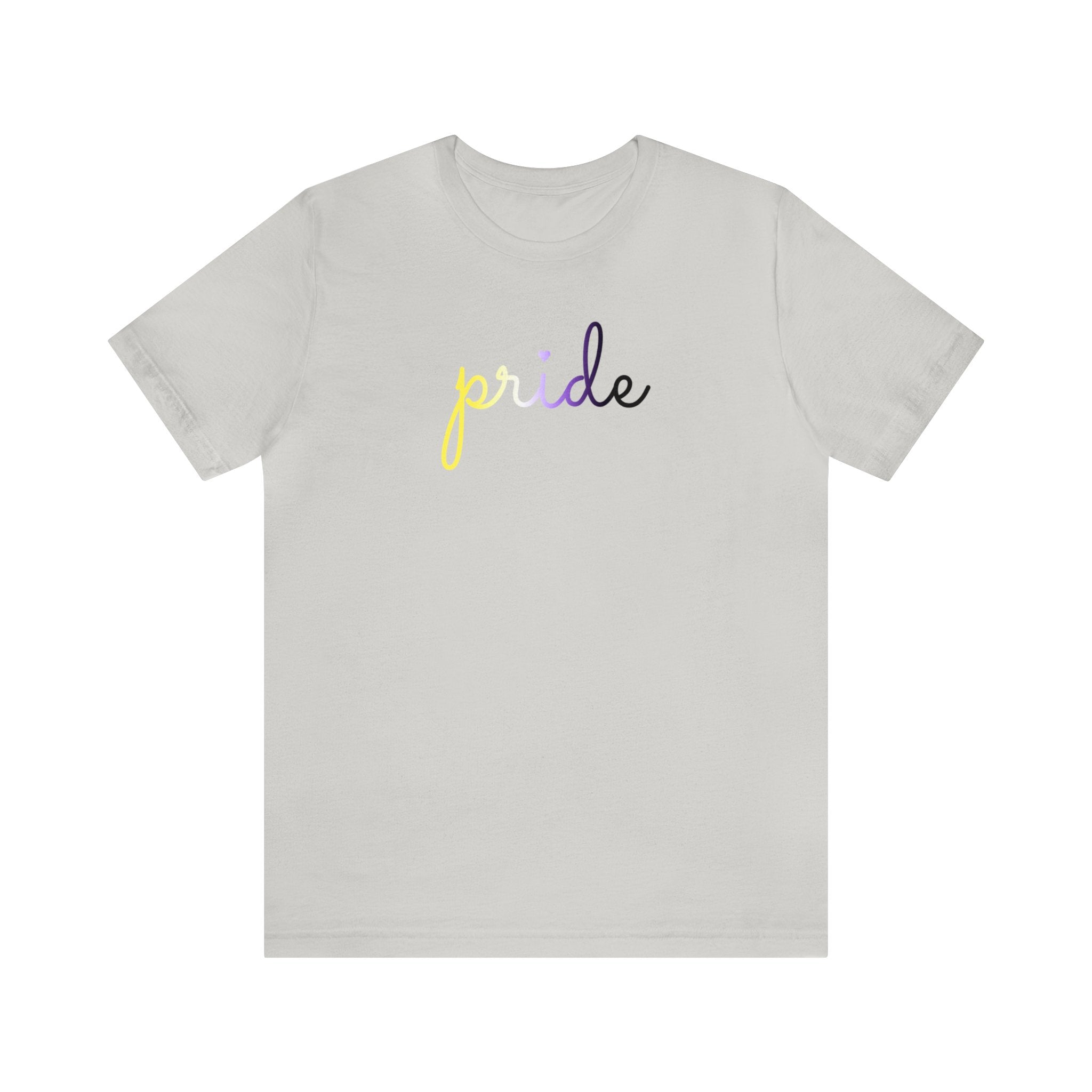 Nonbinary Pride T-Shirt: Flowing Cursive 'Pride' in Gradient Hues