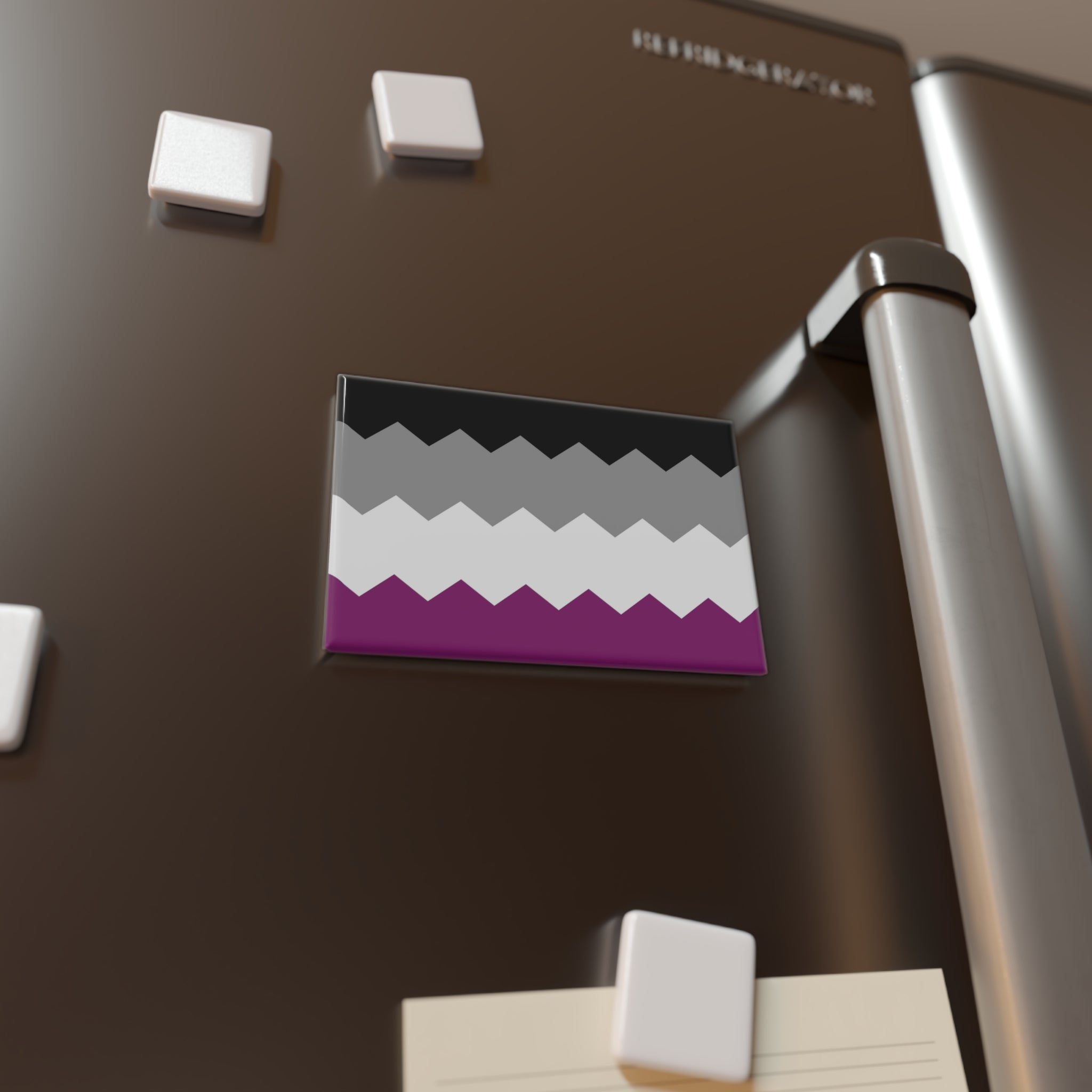 Asexual Pride Flag Magnet: Wavey Rectangle Button for Fridge