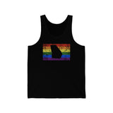 Georgia Pride Flag Tank: Rainbow LGBTQ+ State Silhouette Distressed Tank-Top