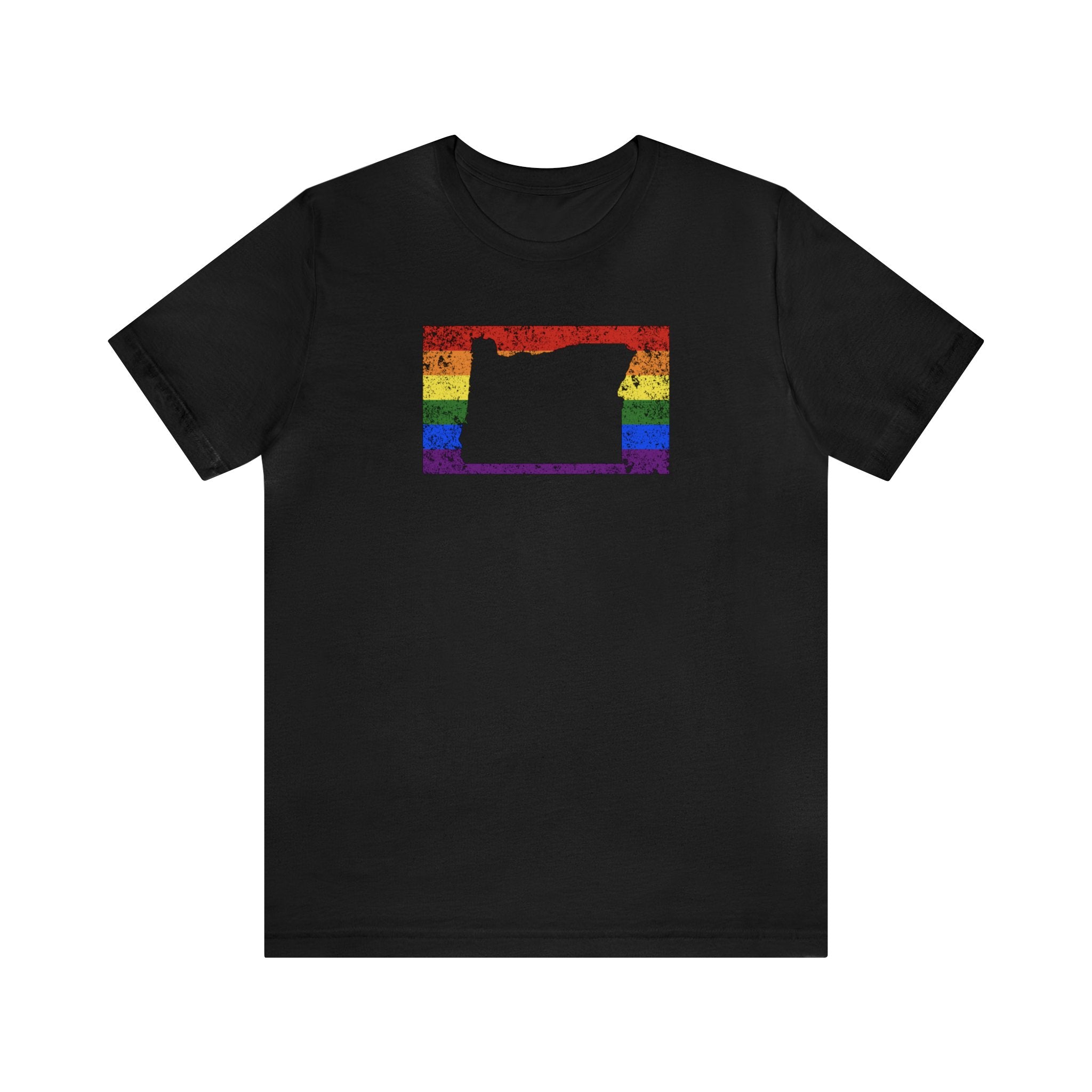 Oregon Pride Flag Tee: Rainbow LGBTQ+ State Silhouette Distressed Shirt
