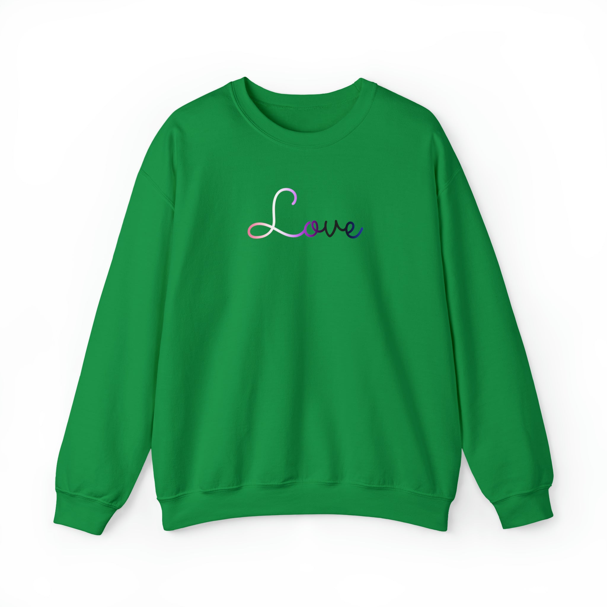 Genderfluid Love Script Sweatshirt: Subtly Elegant Pride Sweater