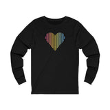 Pansexual Heart Lines Long Sleeve T-Shirt: Pride Gradient Tee