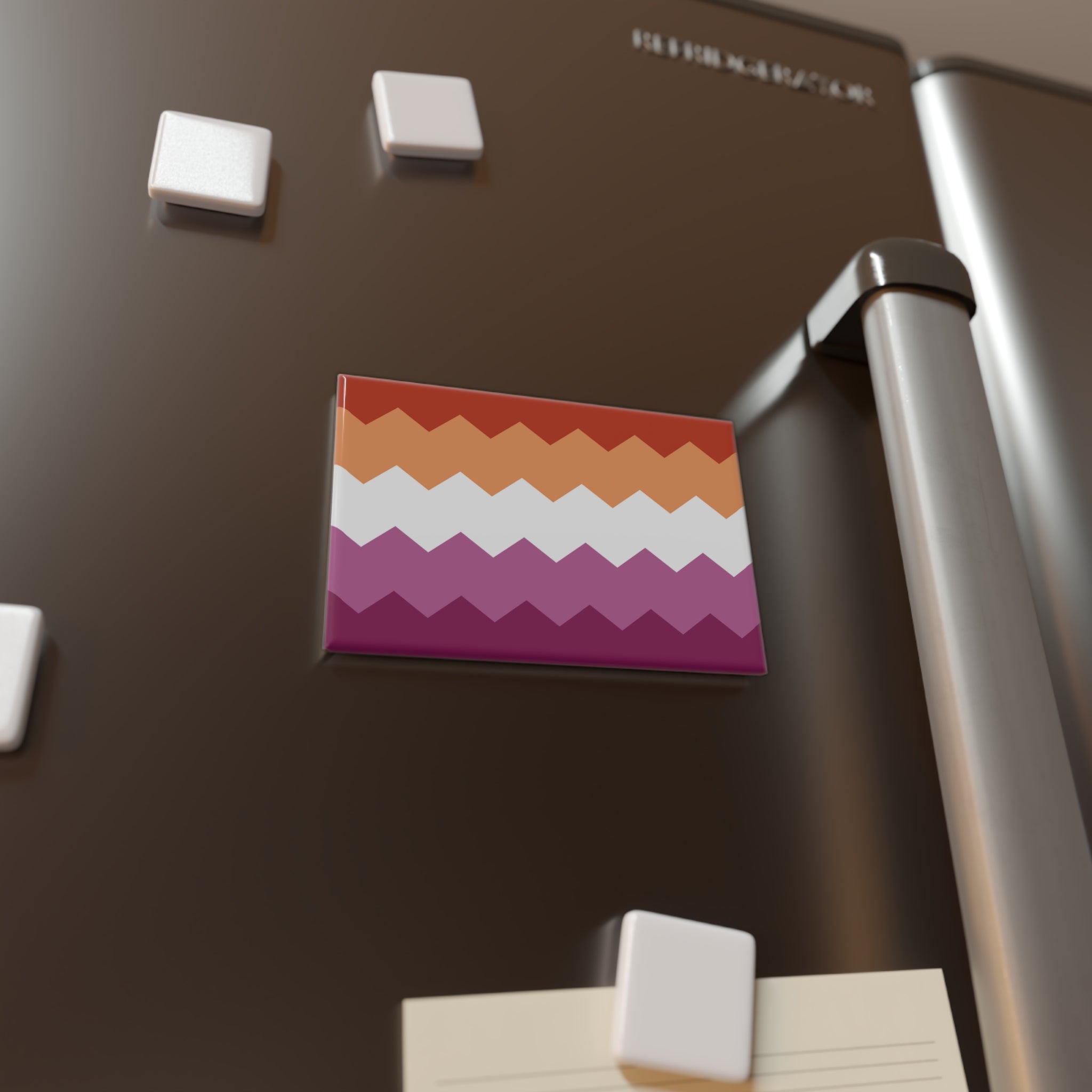 Lesbian Pride Flag Magnet: Wavey Rectangle Button for Fridge