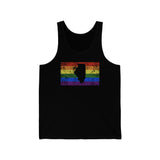 Illinois Pride Flag Tank: Rainbow LGBTQ+ State Silhouette Distressed Tank-Top