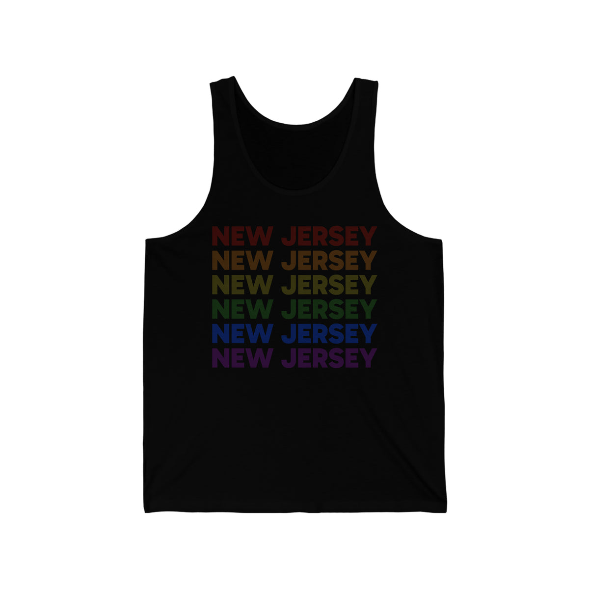 New Jersey LGBTQ+ Pride Flag, Faded Black Tank-Top