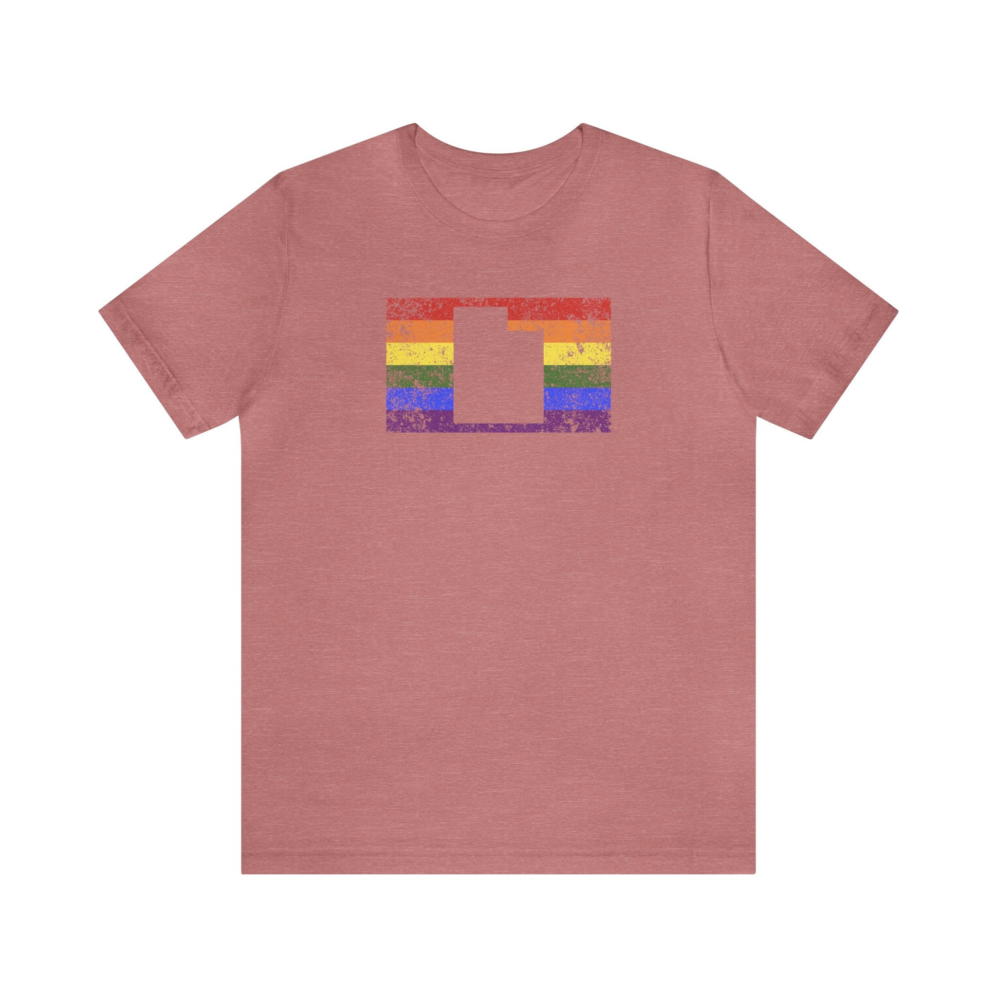 Utah Pride Flag Tee: Rainbow LGBTQ+ State Silhouette Distressed Shirt