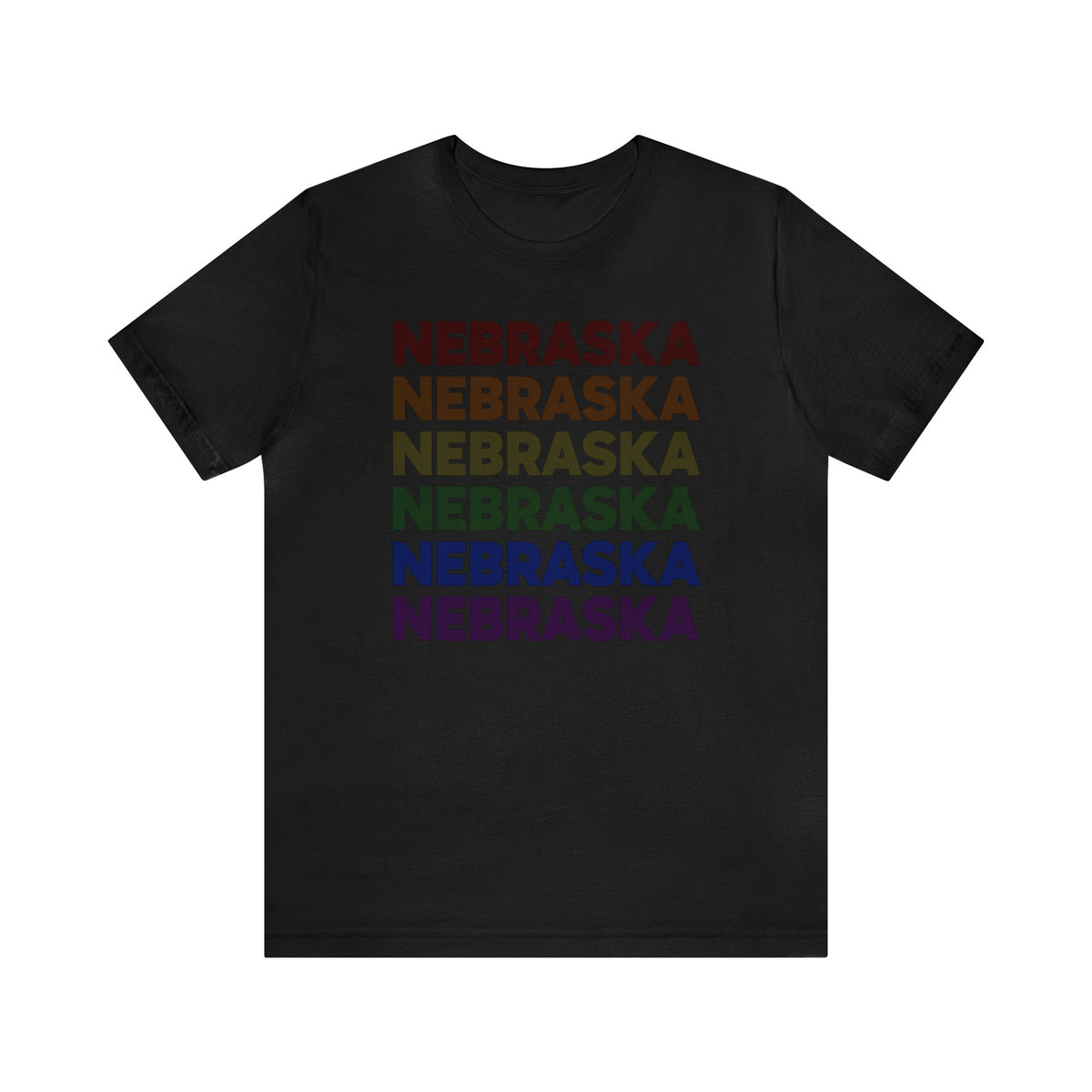 Nebraska LGBTQ+ Pride Flag, Faded Black T-Shirt