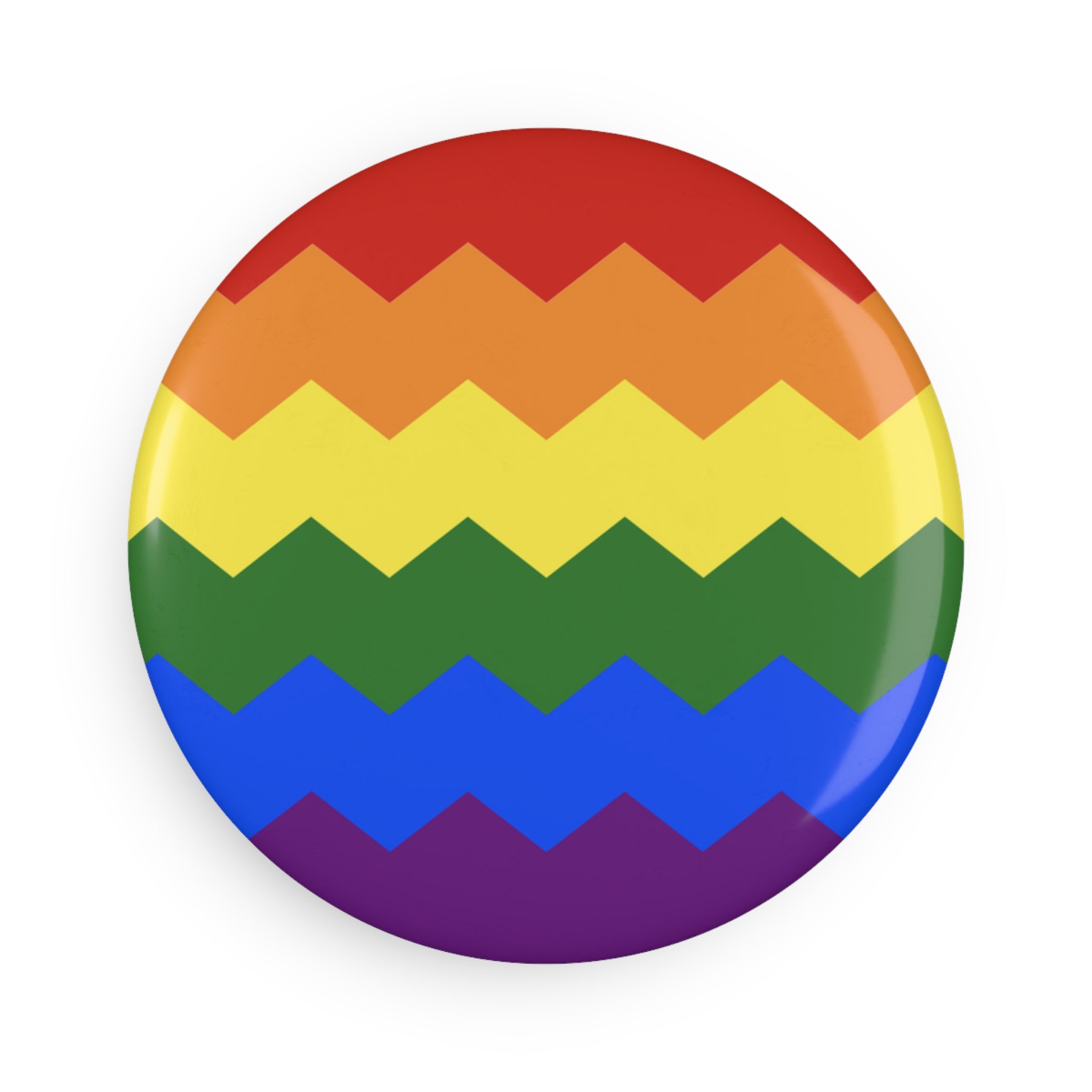 Pride Flag Magnet: Wavey Round Button for Fridge