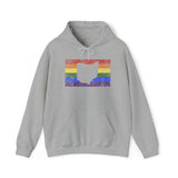 Ohio Pride Flag Hoodie: Rainbow LGBTQ+ State Silhouette Distressed Hooded Sweatshirt