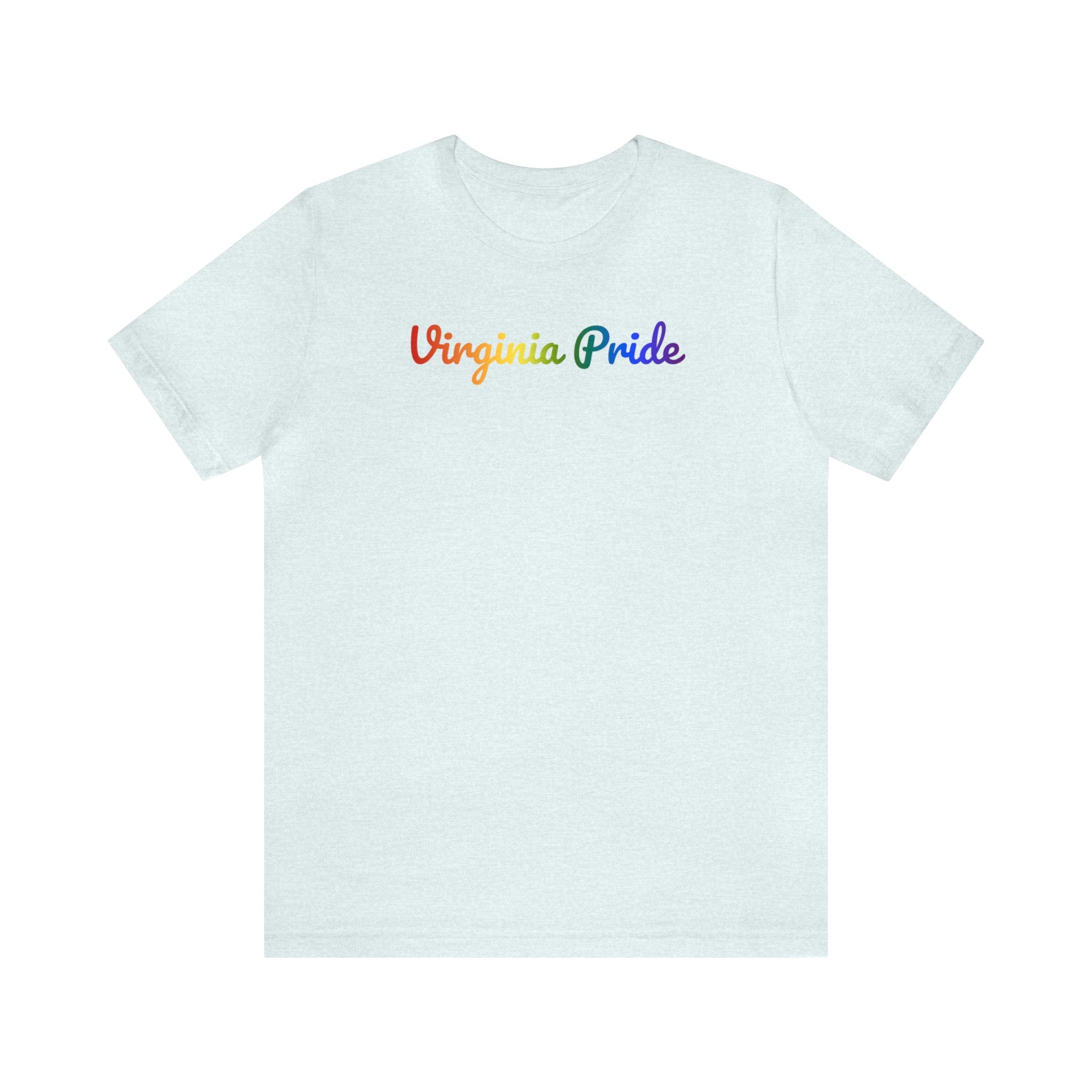 Virginia Pride T-Shirt: Flowing Cursive Design with LGBTQ+ Gradient