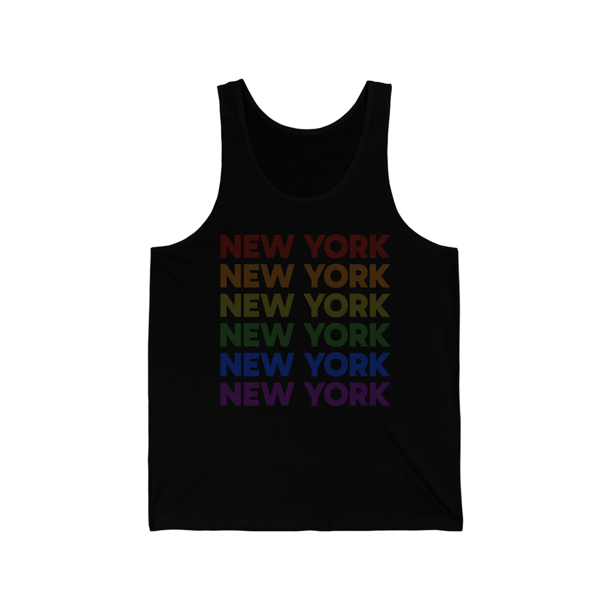 New York LGBTQ+ Pride Flag, Faded Black Tank-Top