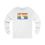 Idaho Pride Flag Long Sleeve Tee: Rainbow LGBTQ+ State Silhouette Distressed Long Sleeve T-Shirt