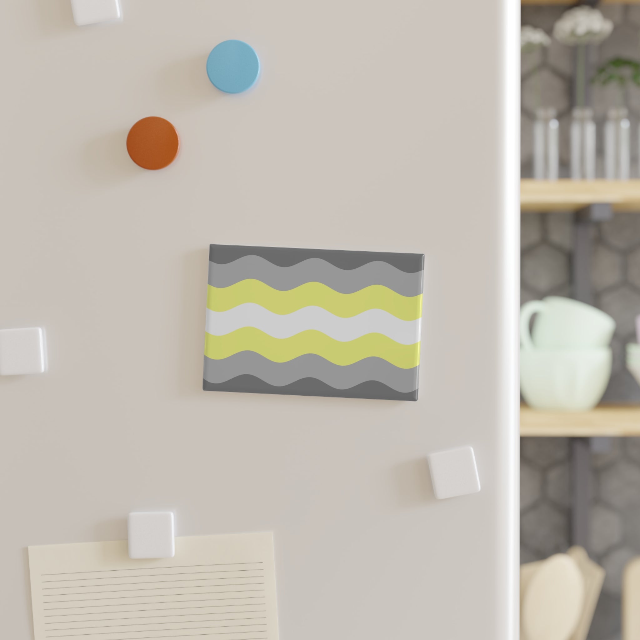 Demigender Pride Flag Magnet: Ripple Rectangle Button for Fridge