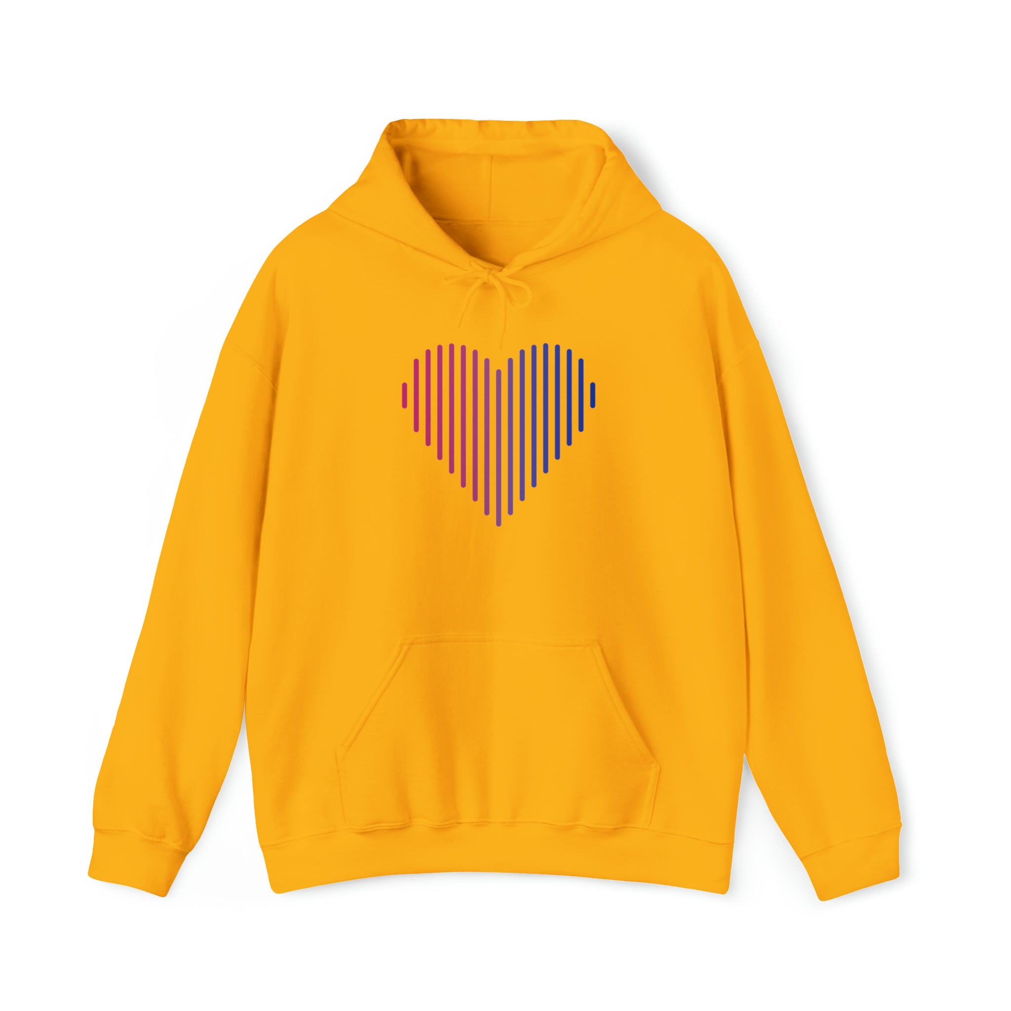 Bisexual Heart Lines Hoodie: Pride Gradient Sweater