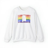 Alabama Pride Flag Sweater: Rainbow LGBTQ+ State Silhouette Distressed Sweatshirt