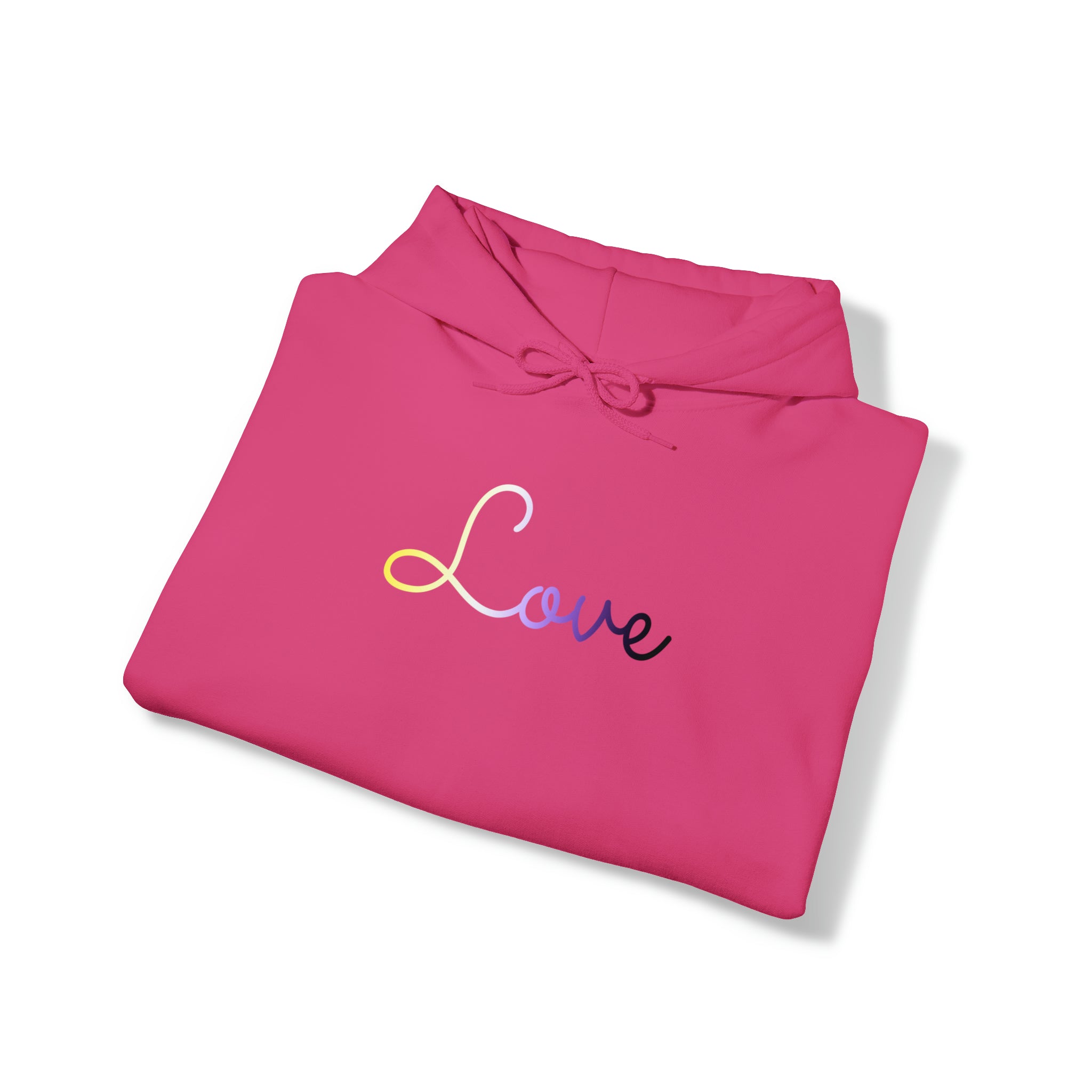 Nonbinary Love Script Hoodie: Subtly Elegant Pride Sweatshirt