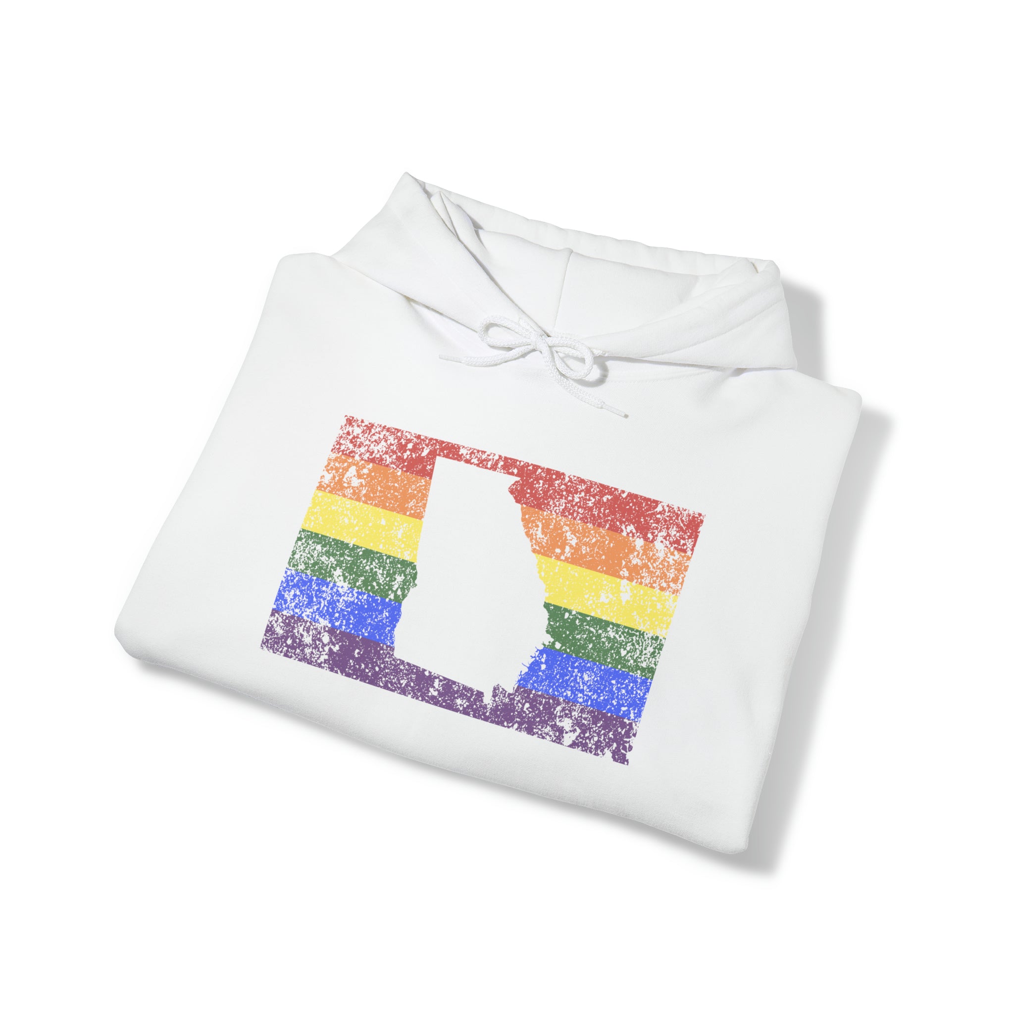 Georgia Pride Flag Hoodie: Rainbow LGBTQ+ State Silhouette Distressed Hooded Sweatshirt