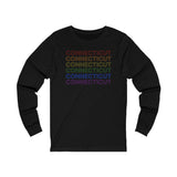 Connecticut LGBTQ+ Pride Flag, Faded Black Long Sleeve Tee