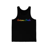 Arizona Pride Tank Top: Flowing Cursive Design with LGBTQ+ Gradient