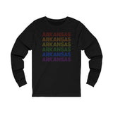 Arkansas LGBTQ+ Pride Flag, Faded Black Long Sleeve Tee