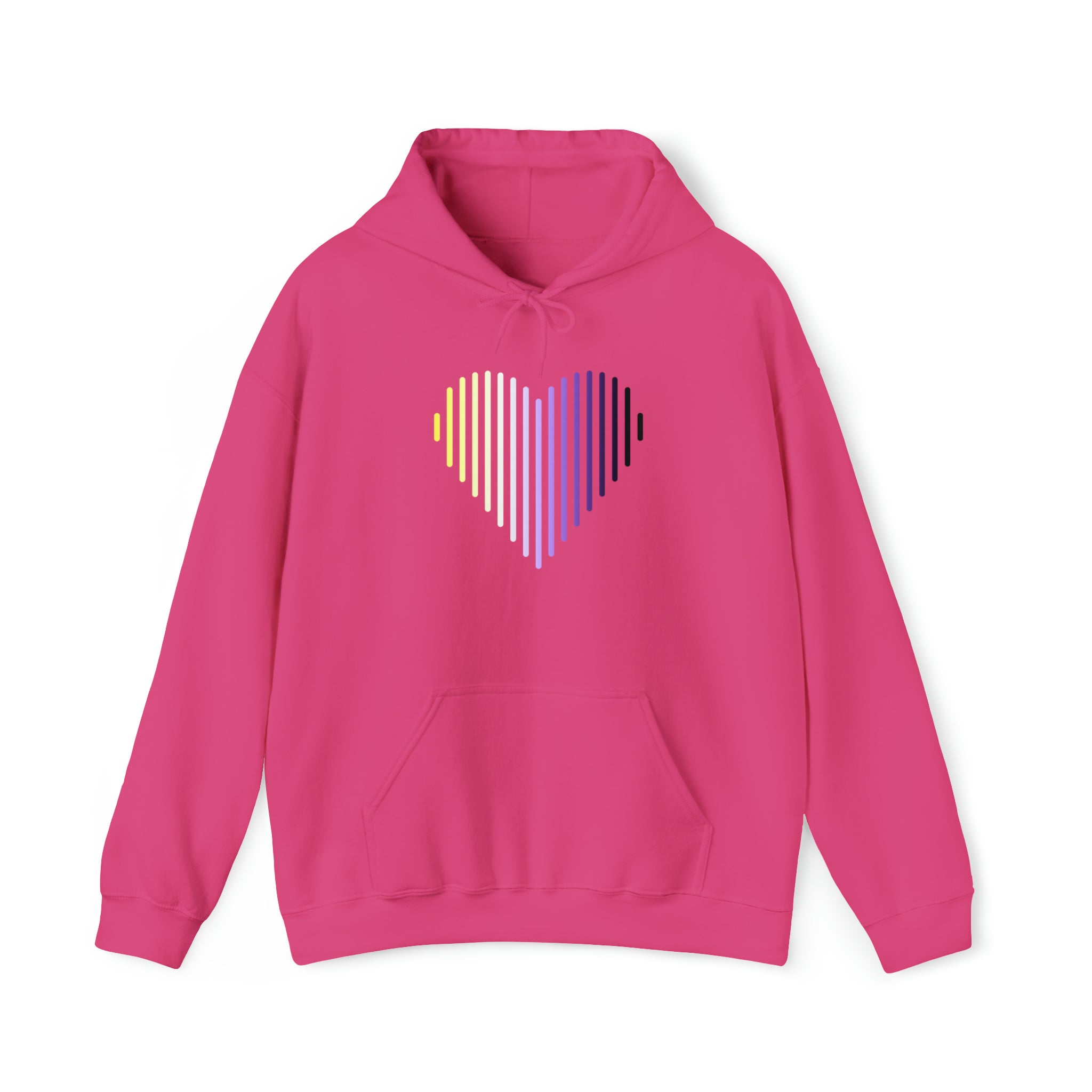 Nonbinary Heart Lines Hoodie: Pride Gradient Sweater