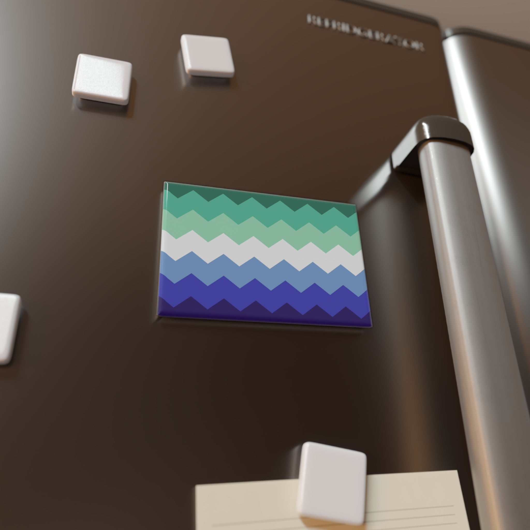 Gay Pride Flag Magnet: Wavey Rectangle Button for Fridge